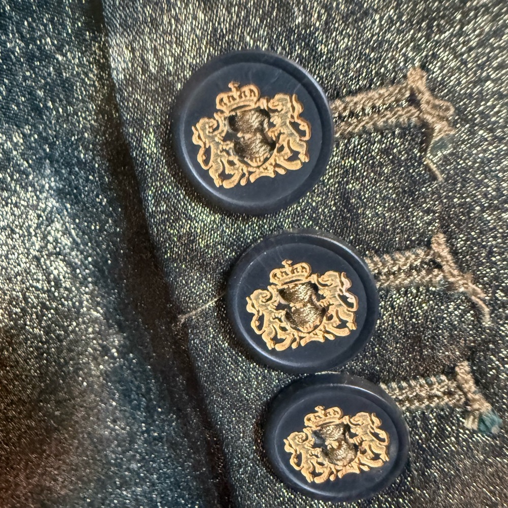 Bar III Navy Blazer with Gold Crest Buttons